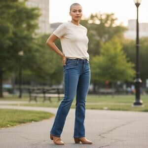 LL Bean Women's Favorite Fit Mid Rise Stretch Straight Blue Jeans - Size 10